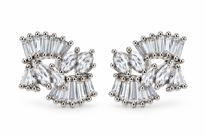 Crystal Geometric Bow Statement Earrings