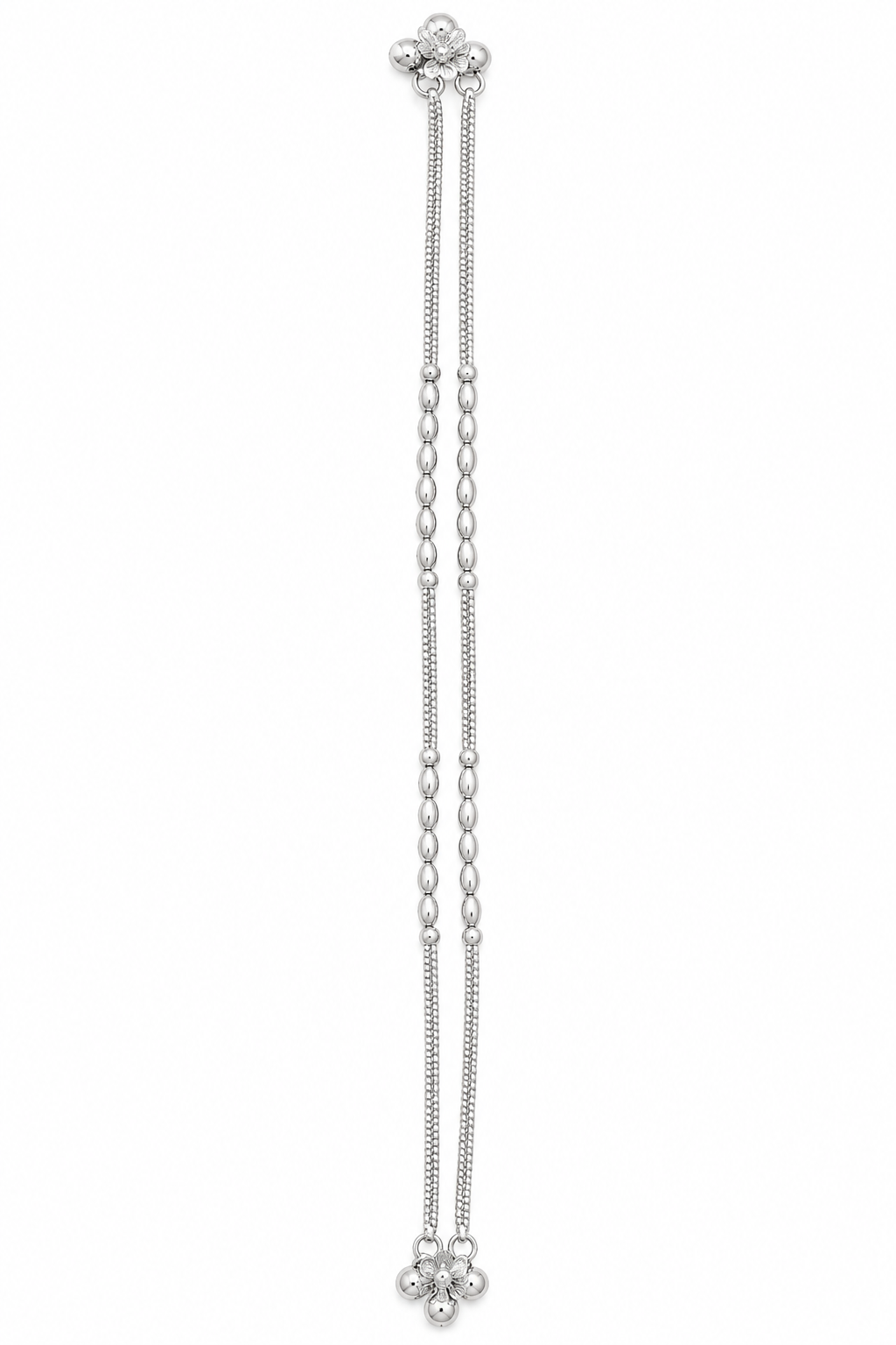 Elegant Silver-Toned Double-Strand Payal
