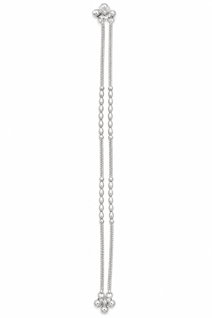 Elegant Silver-Toned Double-Strand Payal