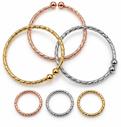 Tricolor Textured Bangle Set