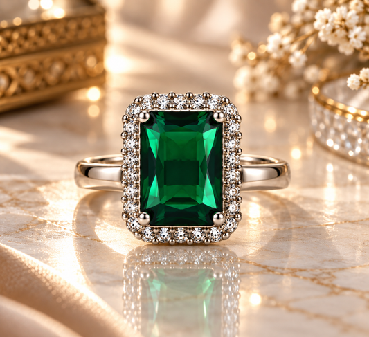 Premium Green Gemstone Statement Ring