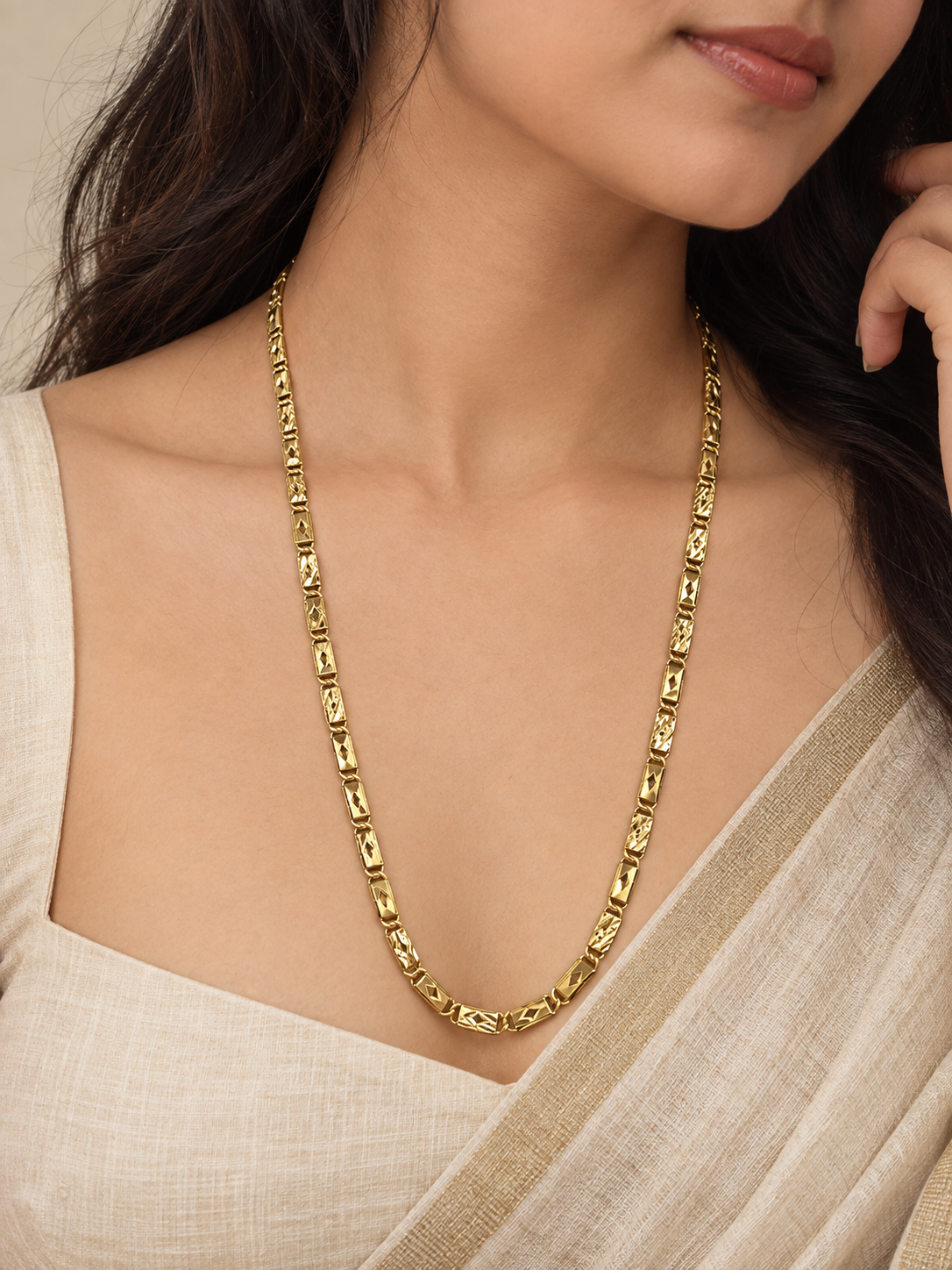 Gold-Toned Traditional Long Chain Necklace