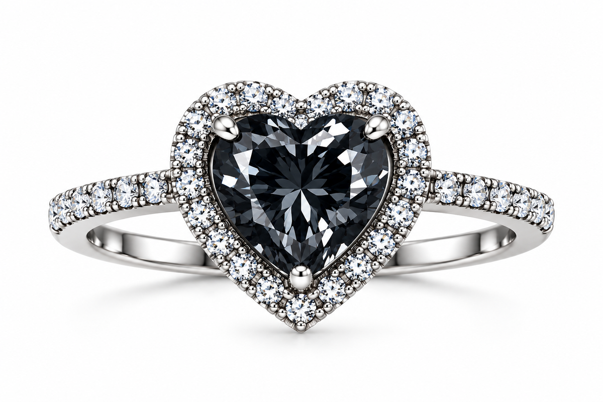 Black Heart Halo Statement Ring