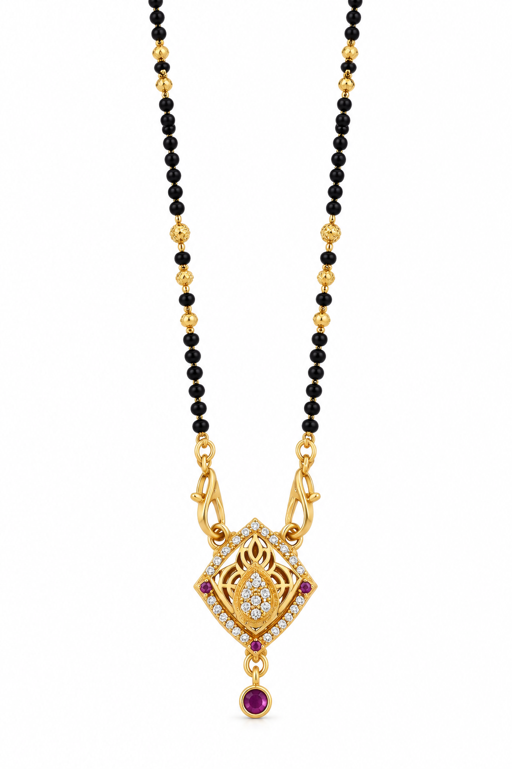 Gold-Toned Black Beaded Mangalsutra