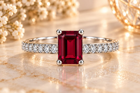 Burgundy Garnet Solitaire Statement Ring