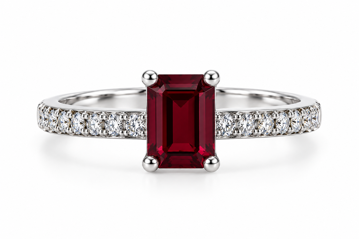 Burgundy Garnet Solitaire Statement Ring