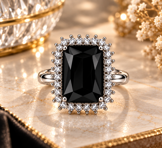 Premium Black Gemstone Statement Ring
