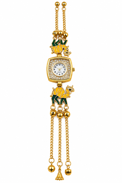 Gold-Toned Camel-Themed Bracelet Watch
