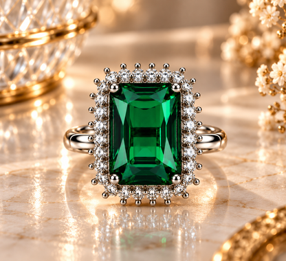 Premium Green Gemstone Statement Ring