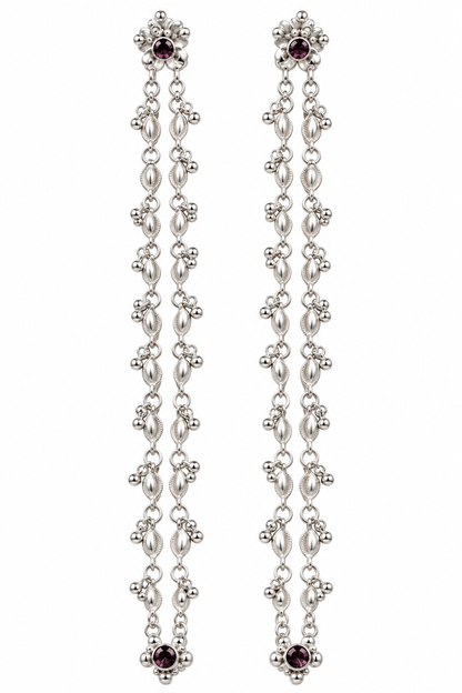 Silver-Toned Floral Beaded Payal