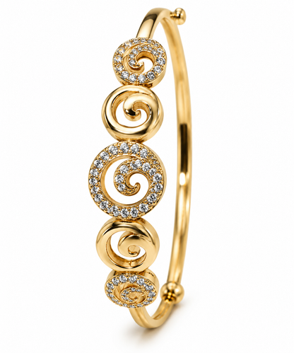 Premium Gold-Toned Spiral Crystal Cuff Bracelet