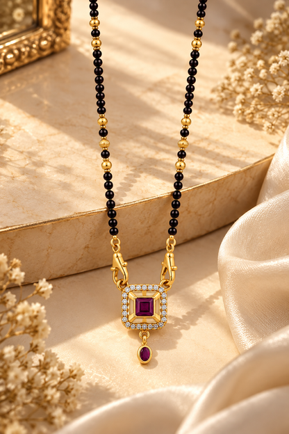 Gold-Toned Black Beaded Mangalsutra