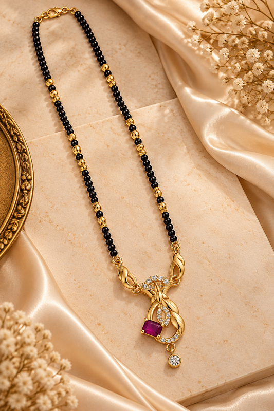 Gold-Toned Black Beaded Mangalsutra