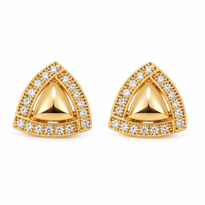Gold-Toned Geometric Triangle Stud Earrings