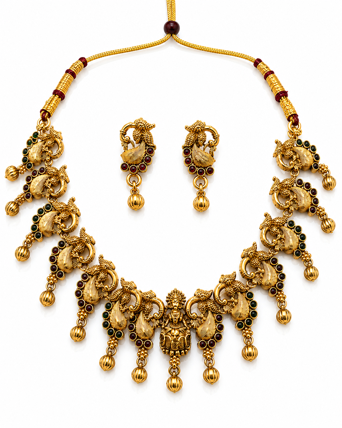 Antique Peacock Motif Necklace & Earring Set