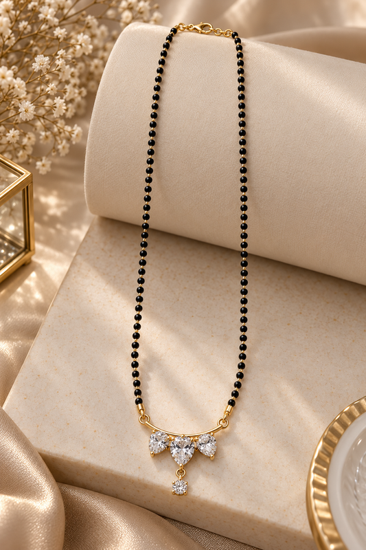 Premium Gold-Toned Black Beaded Mangalsutra