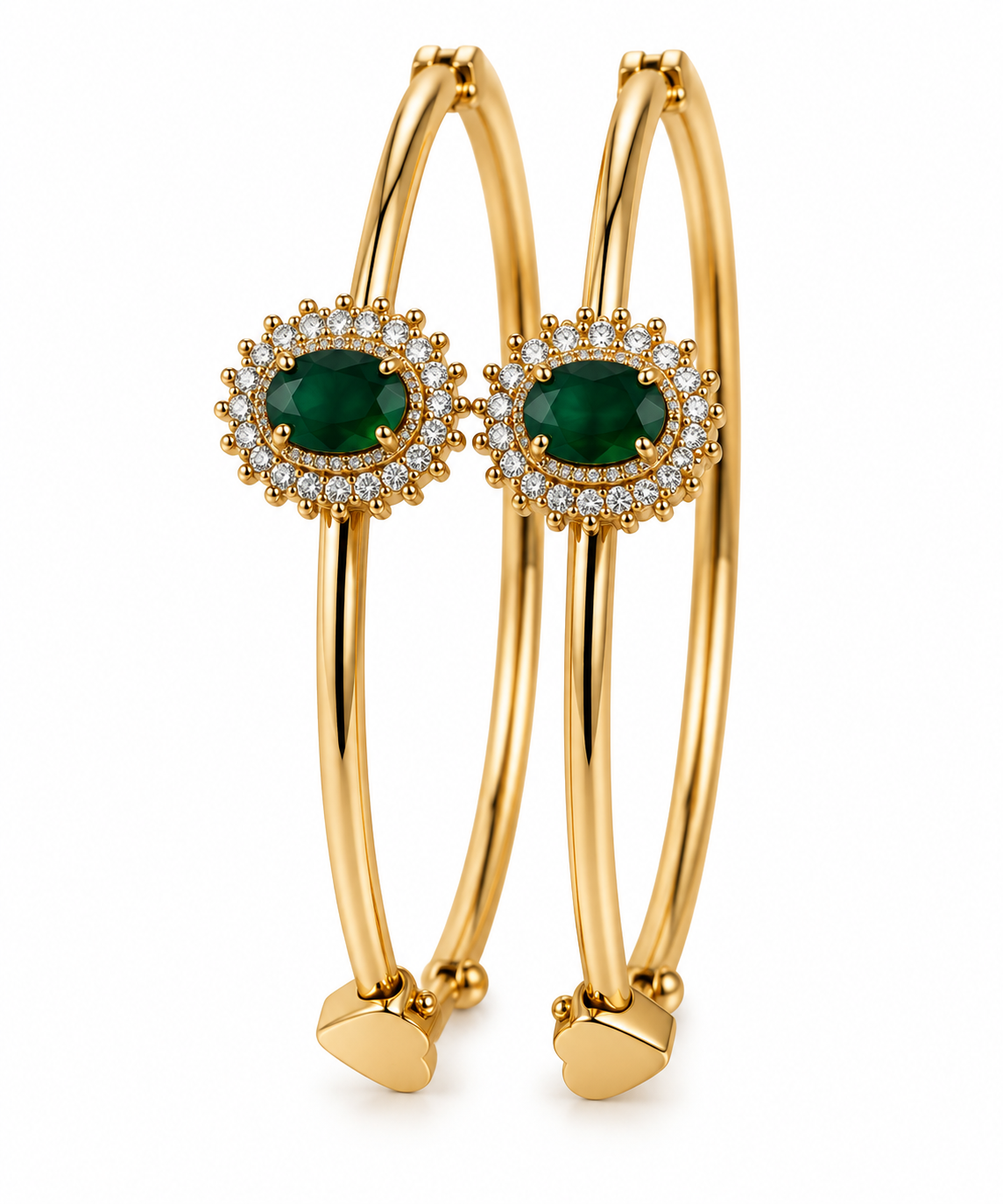Premium Gold-Toned Emerald Green Crystal Bangle Bracelet