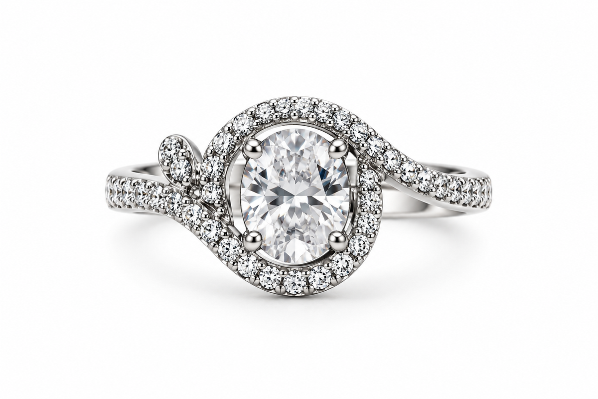 Crystal Oval Halo Statement Ring