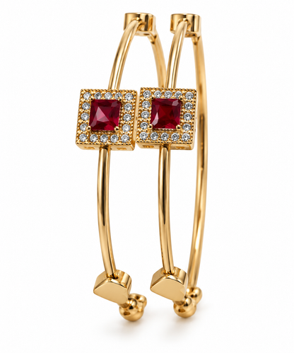 Premium Gold-Toned Ruby Crystal Bar Bracelet