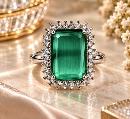 Premium Green Gemstone Statement Ring