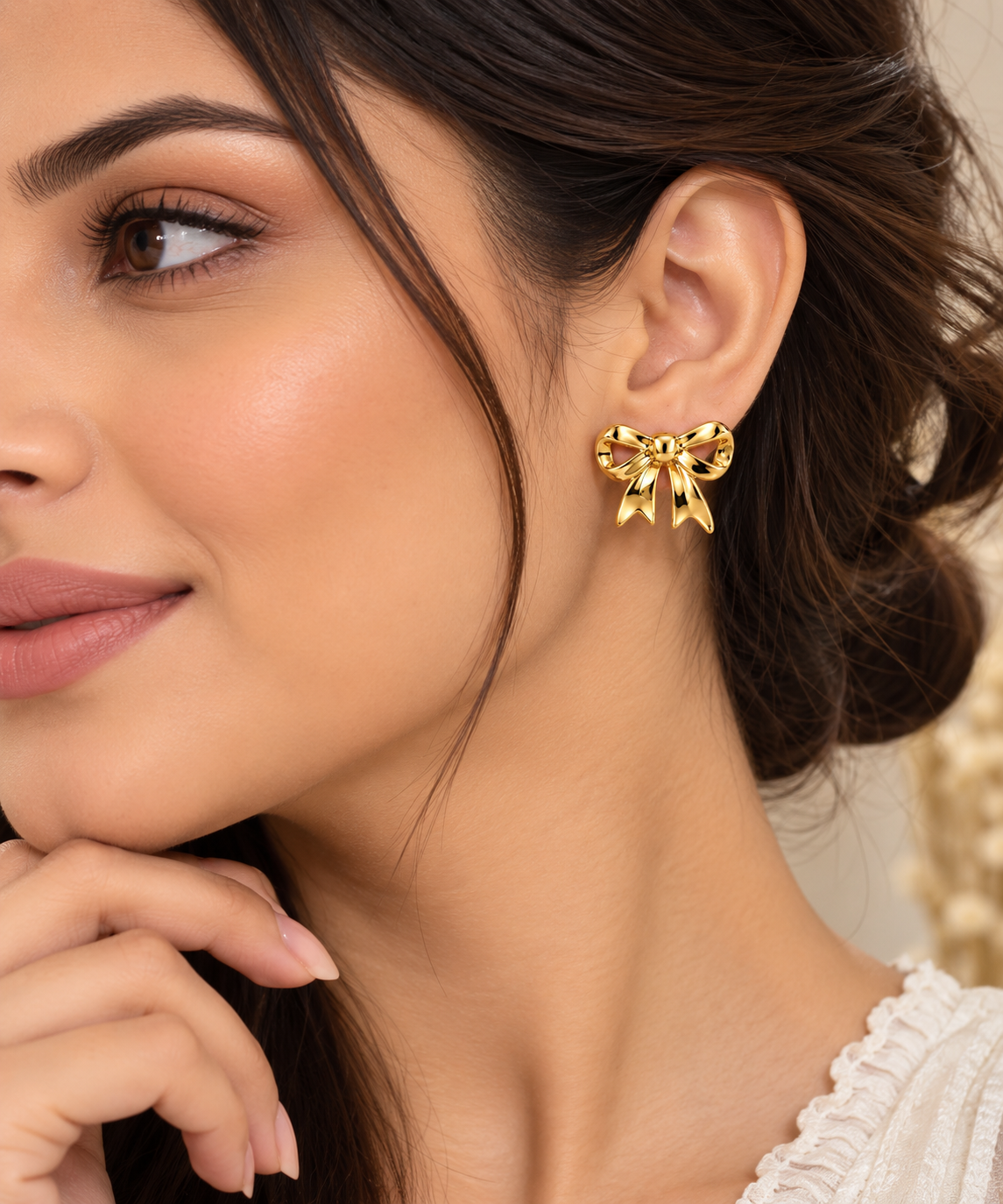 Gold-Toned Bow Stud Earrings