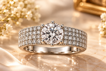 Silver-Toned Solitaire Statement Ring