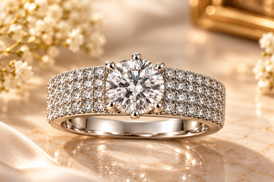 Silver-Toned Solitaire Statement Ring