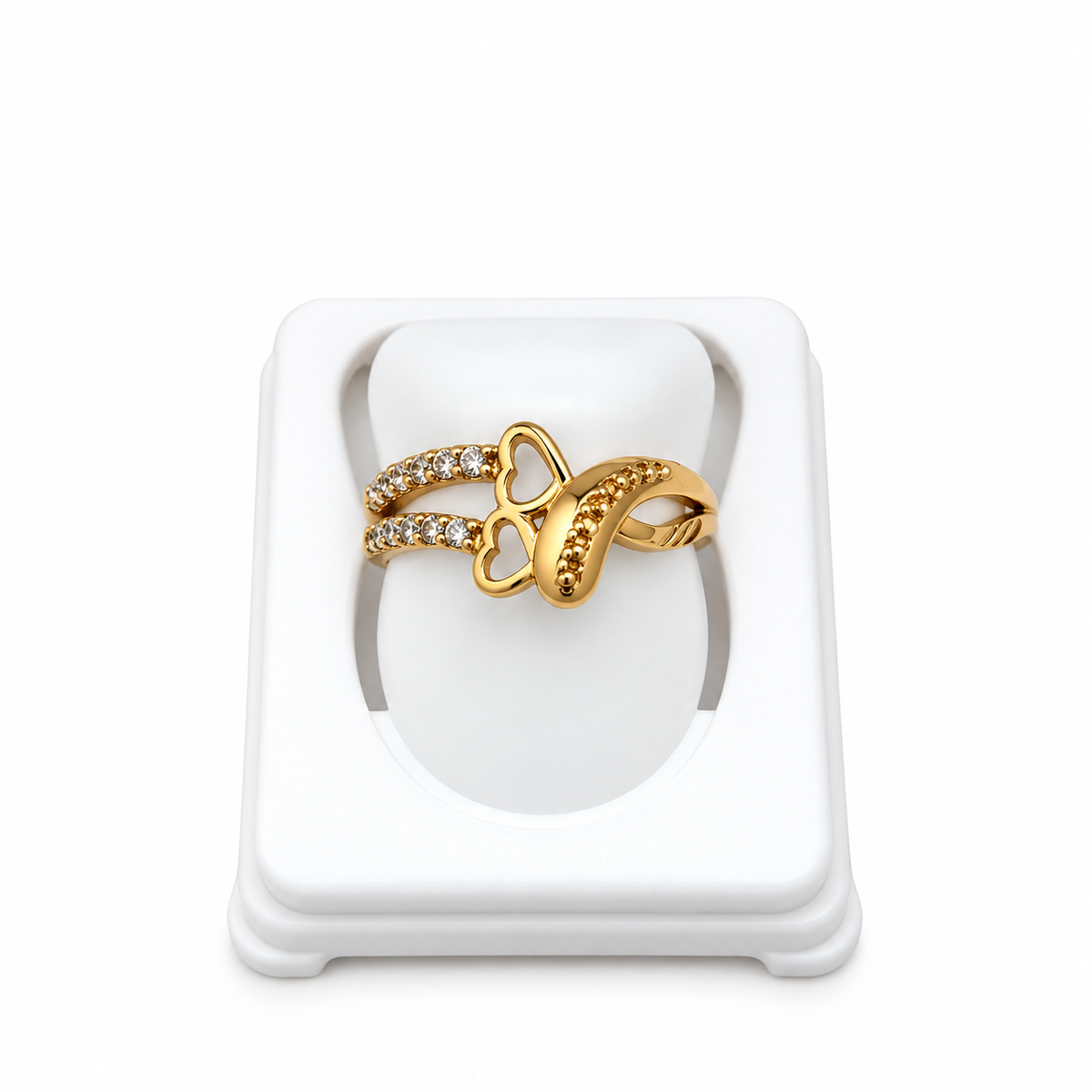 Gold-Toned Crystal Bow Ring