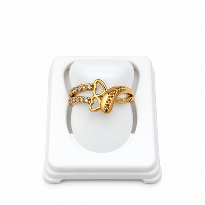 Gold-Toned Crystal Bow Ring
