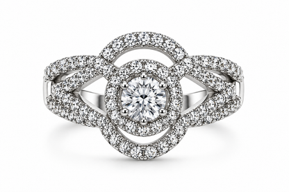 Crystal Heart Halo Statement Ring