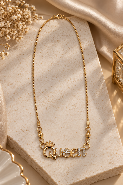 Premium Gold-Toned “Queen” Statement Necklace