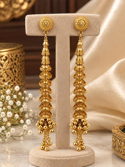 Premium Gold-Toned Long Drop Earrings