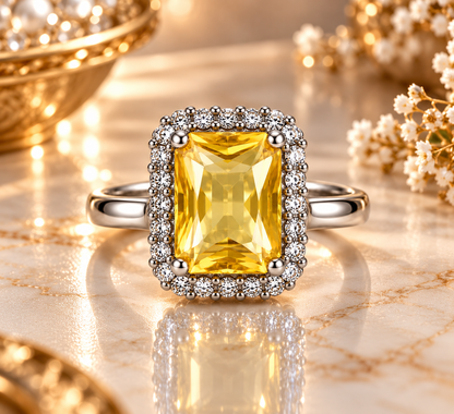 Premium Yellow Gemstone Statement Ring