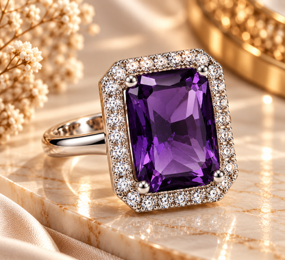 Premium Dark Purple Gemstone Statement Ring