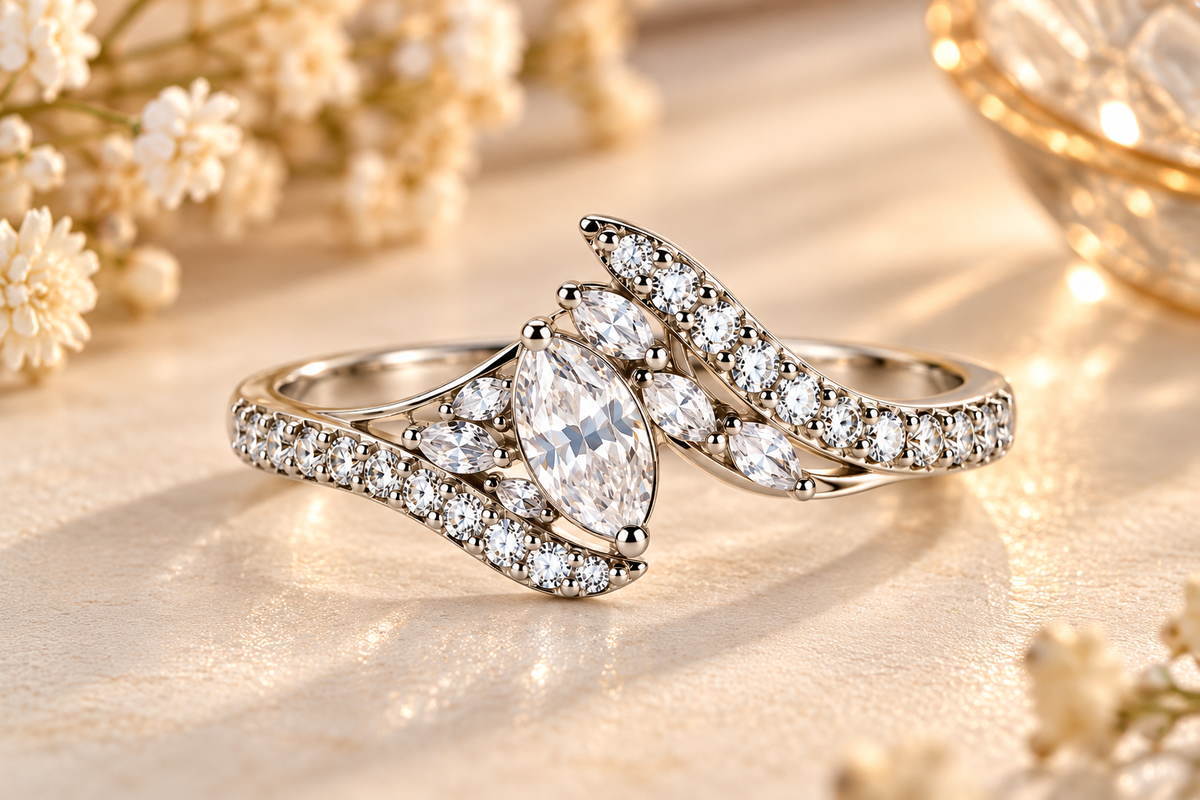 Crystal Wave-Design Statement Ring