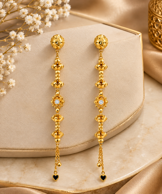 Premium Gold-Toned Long Drop Earrings