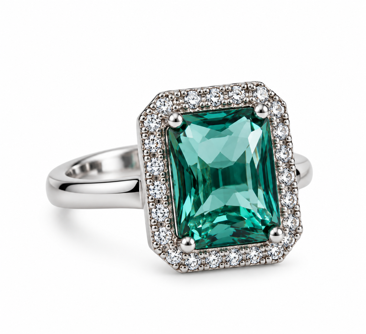Premium Aqua Green Gemstone Statement Ring