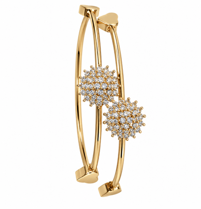Premium Gold-Toned Crystal Cluster Statement Bracelet