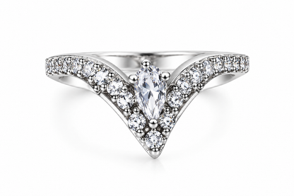 Crystal V-Shaped Statement Ring