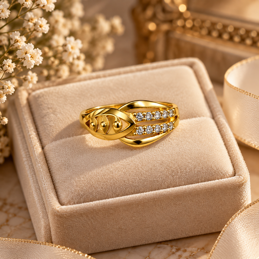Gold-Toned Contemporary Statement Ring