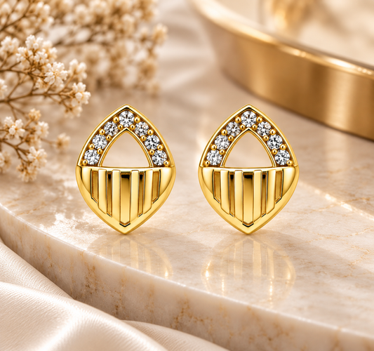 Gold-Toned Geometric Stud Earrings