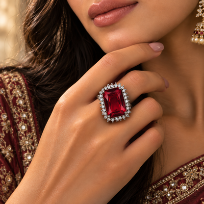 Premium Red Gemstone Statement Ring
