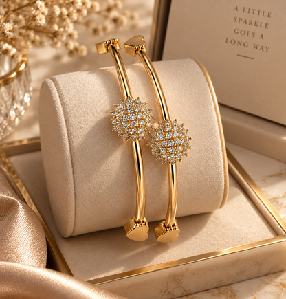 Premium Gold-Toned Crystal Cluster Statement Bracelet