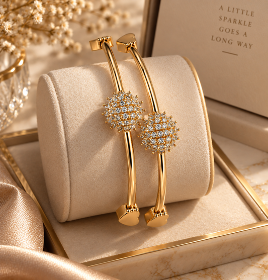 Premium Gold-Toned Crystal Cluster Statement Bracelet