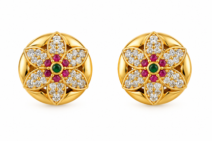 Gold-Toned Floral Stud Earrings