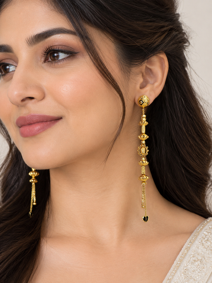 Premium Gold-Toned Long Drop Earrings