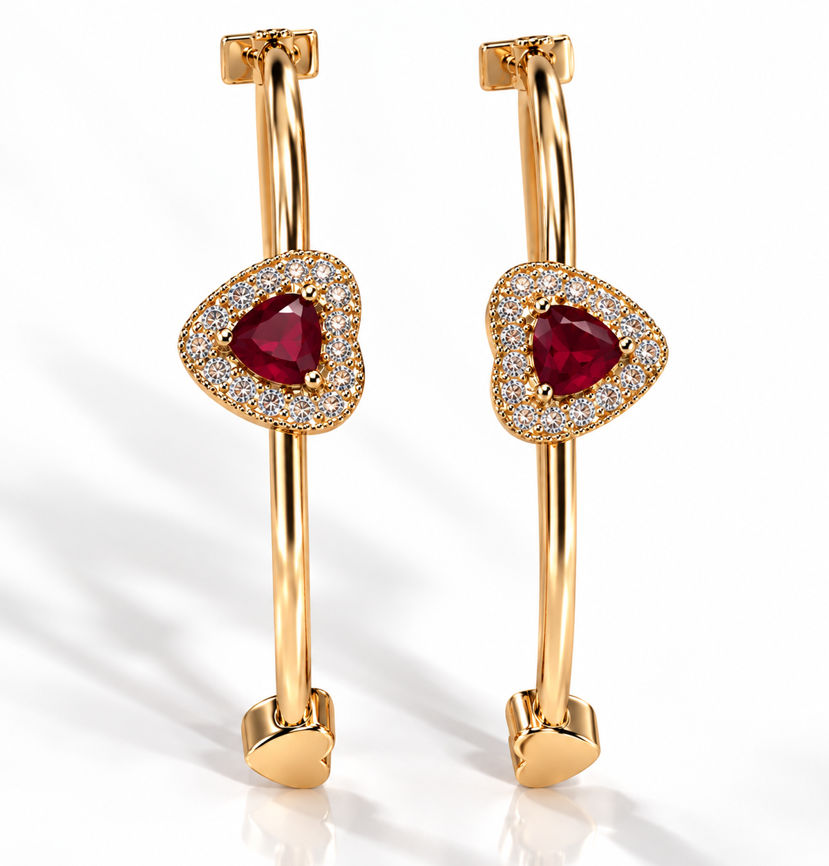 Premium Gold-Toned Ruby Red Heart Stone Bracelet