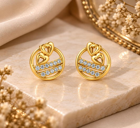 Premium Gold-Toned Jhumka Drop Earrings with Ruby Accents