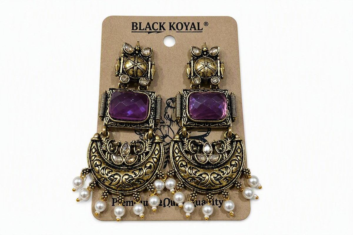Premium Antique Silver-Toned Statement Earrings