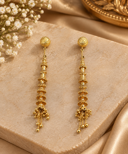 Premium Gold-Toned Long Drop Earrings
